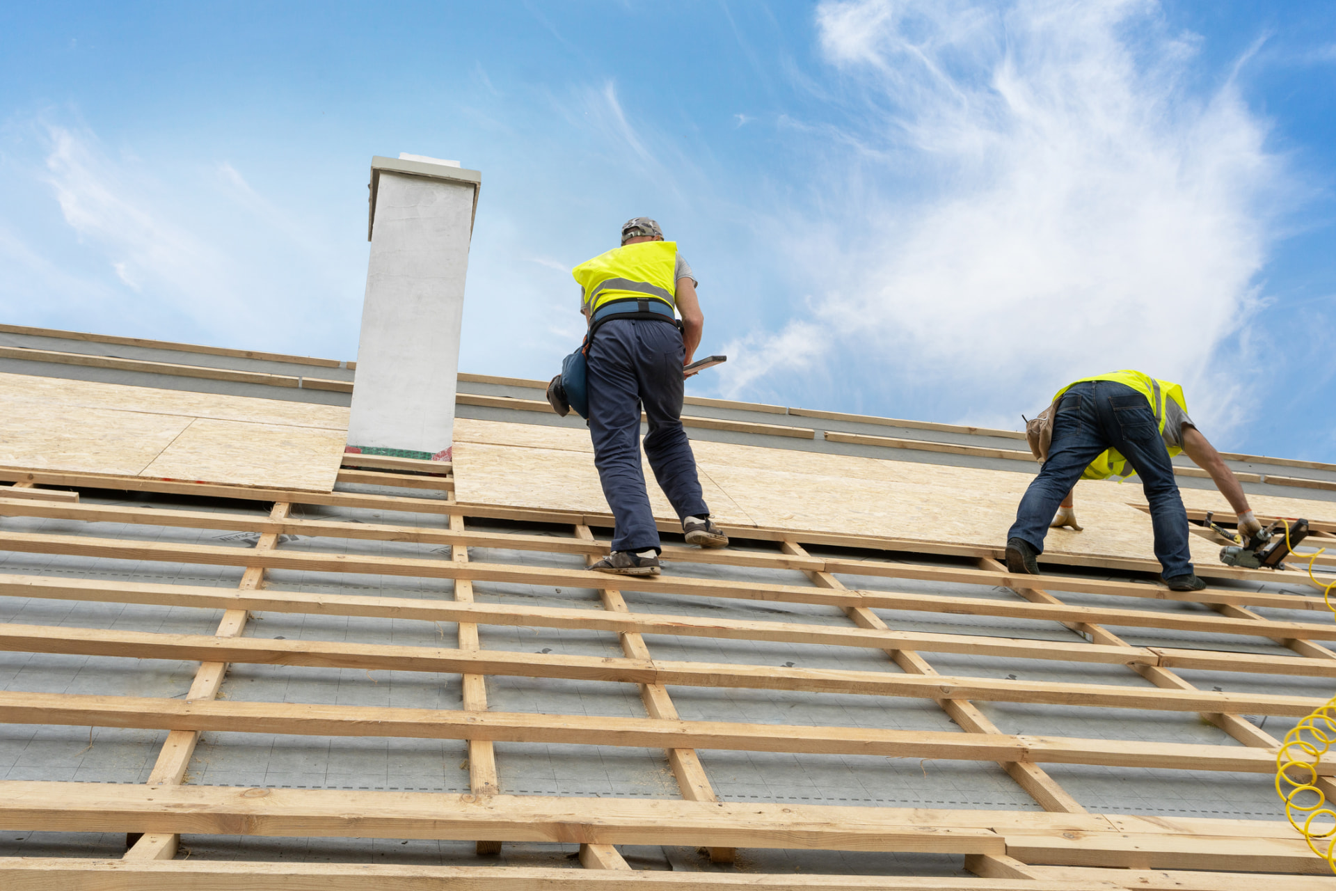 H4 Roofing & Construction crew completing a roof replacement in Dayton, Ohio