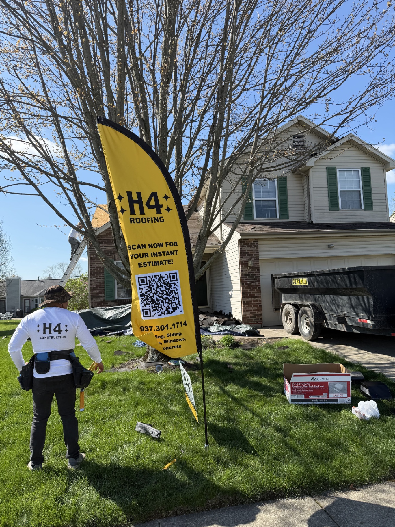 Roof framing and underlayment on a home under construction by H4 Roofing & Construction in Dayton, Ohio